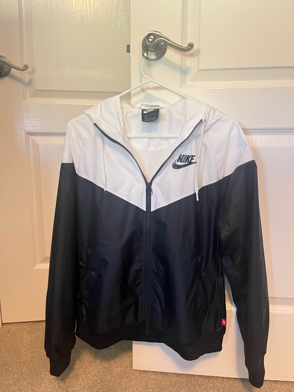 Nike White and Black Hooded Jacket